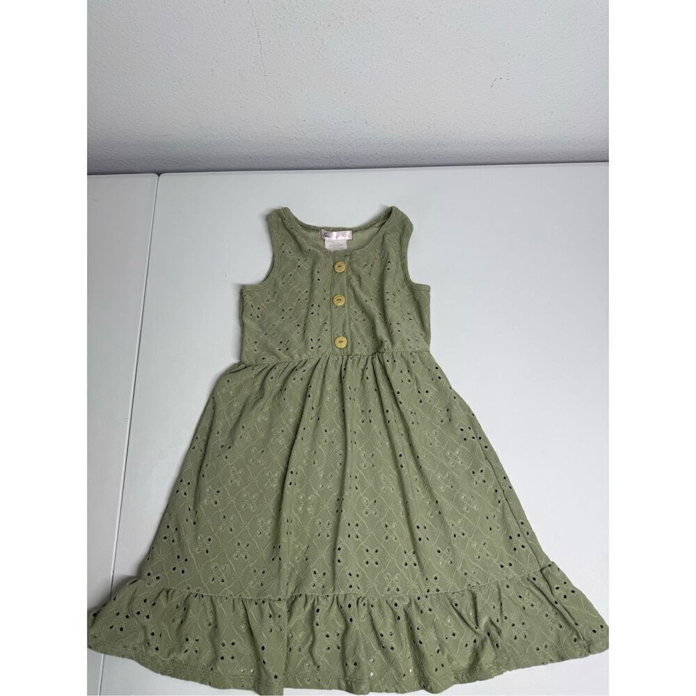 Love to be Loved Girls Sleeveless Embroidered Layer Dress Olive Green Size 6